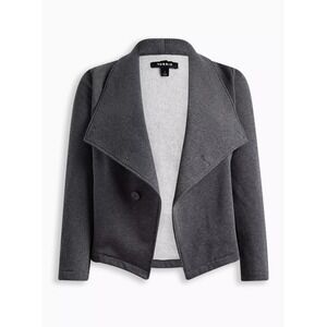 Torrid Fleece Drape Front Jacket Button Charcoal Minimalist Cozy Classic M/L 10‎